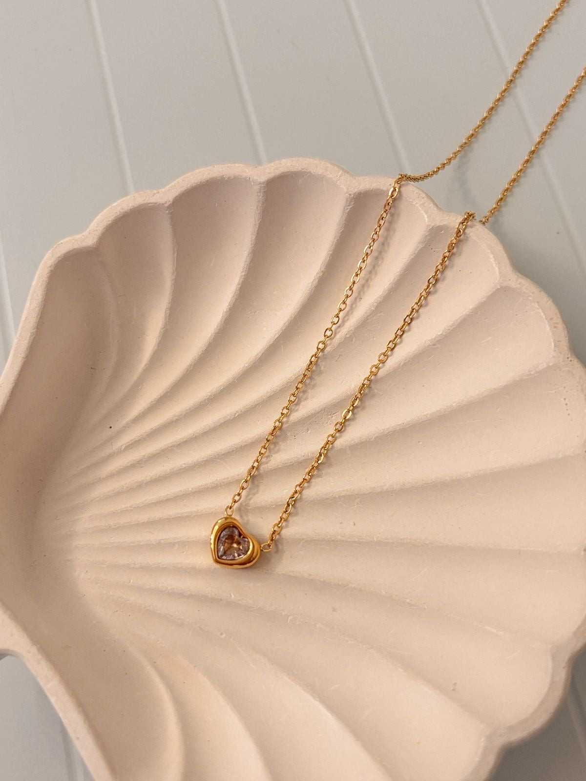 Pink Sapphire Heart Diamond-Cut Necklace