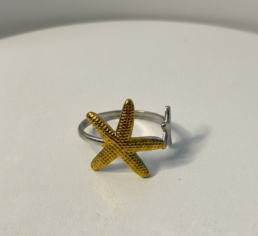 two-tone starfish adjustable ring