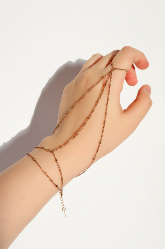 Boho Beaded Dainty Hand Chain Bracelet