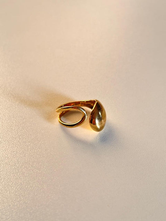 Golden Teardrop Wrap Adjustable Ring