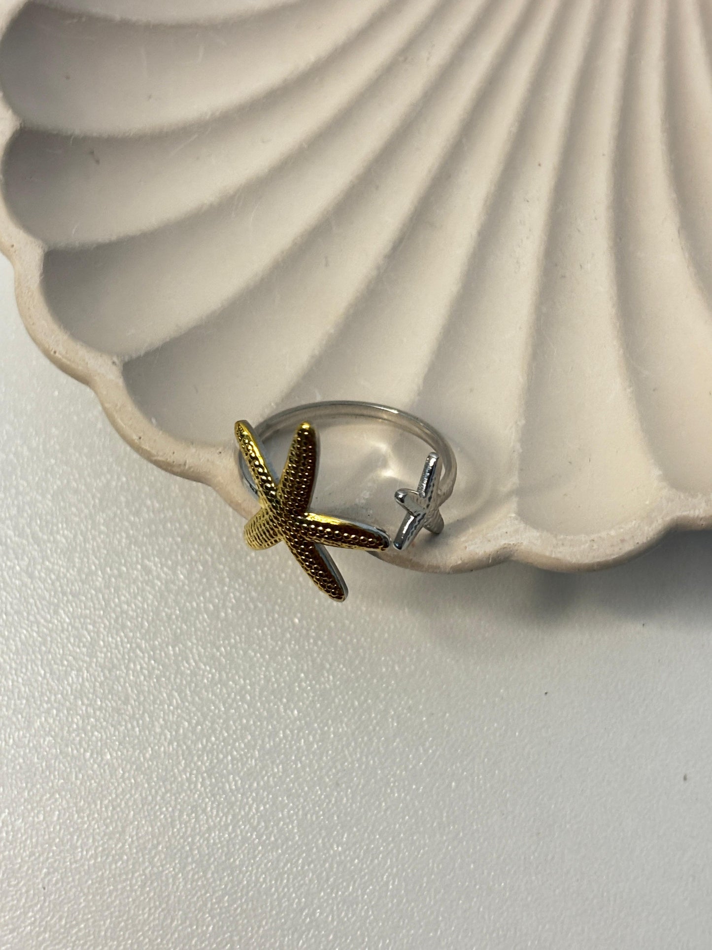 two-tone starfish adjustable ring