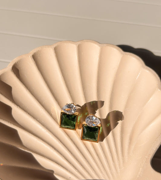 Emerald Crystal Diamond Earrings