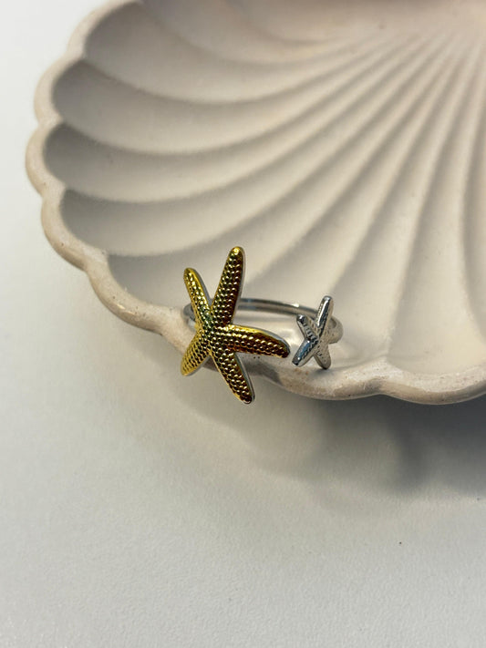 two-tone starfish adjustable ring