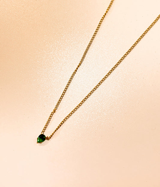 Amelia Emerald Heart 18k gold plated Necklace