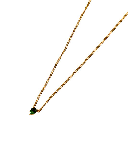 Amelia Emerald Heart 18k gold plated Necklace