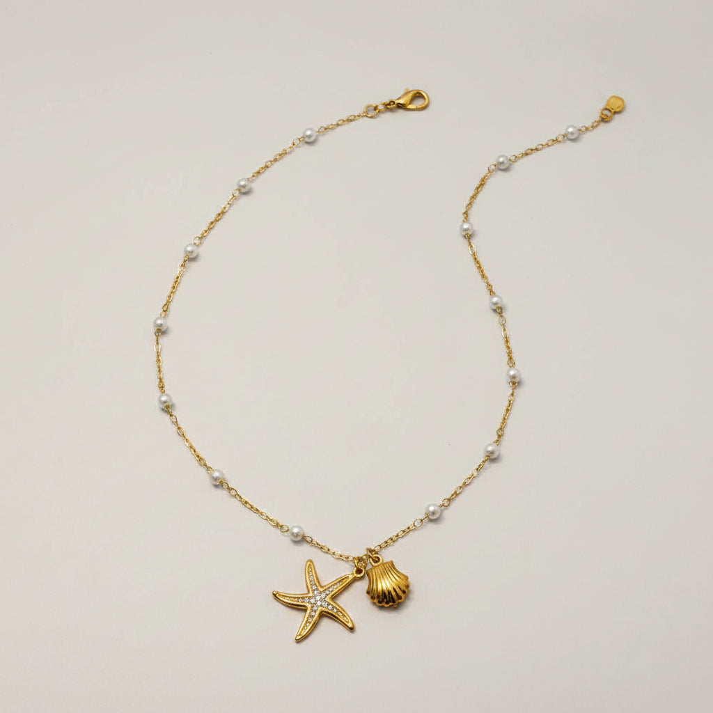 Gold plated starfish and seashell pendants