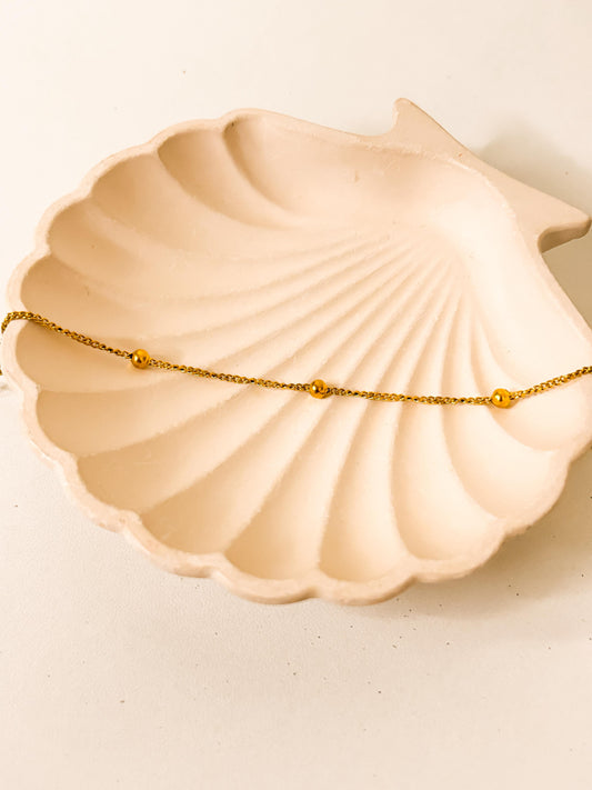 Dainty 18K gold-plated station beaded bracelet