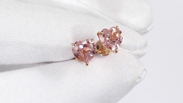 Rosé Bloom Morganite Heart Stud Earrings