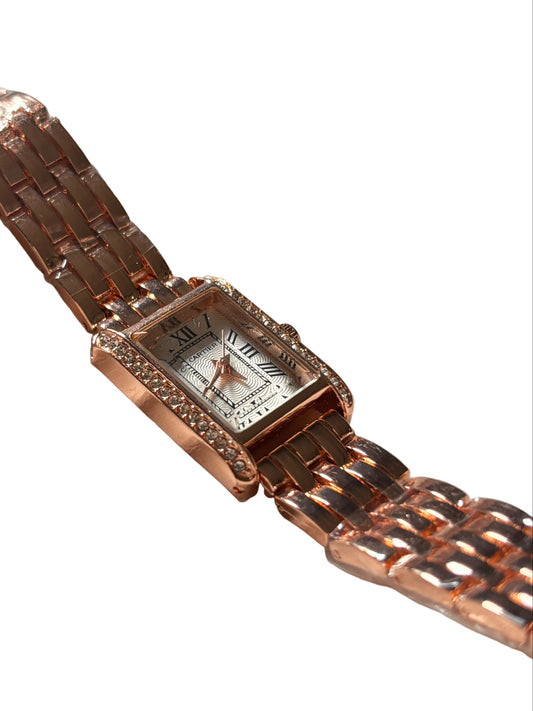 Rosé Crystal Rectangular Watch