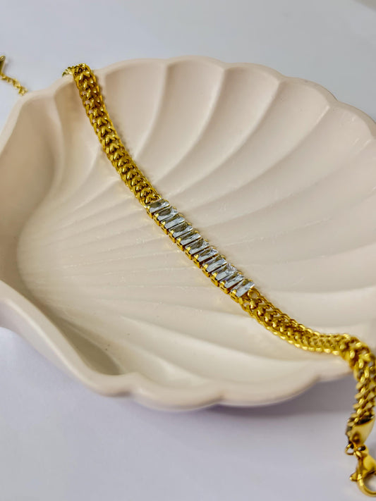 Stone streak Gold-Plated Stainless Steel Bracelet