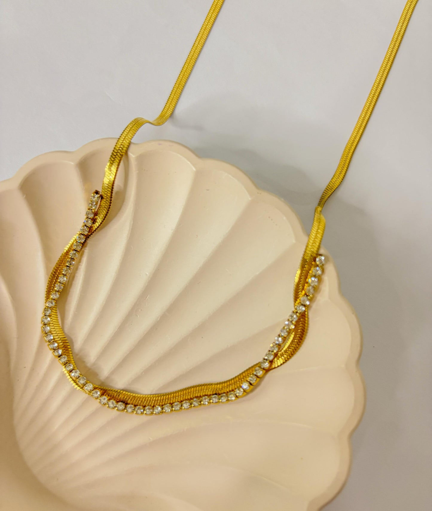 Dazzling Crystal Gold Snake Chain Necklace
