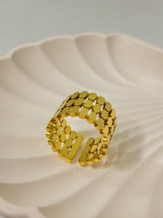 Modern Luxe Pattern Sparkle Adjustable Ring