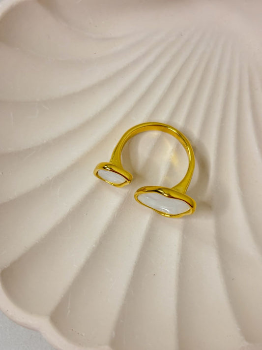 Luminous Arc Natural Shell Ring