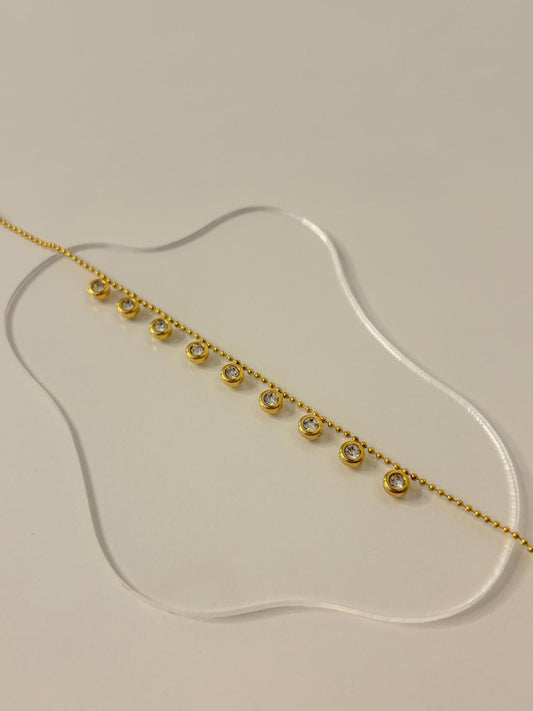Golden Gleam Beads Charm Anklet