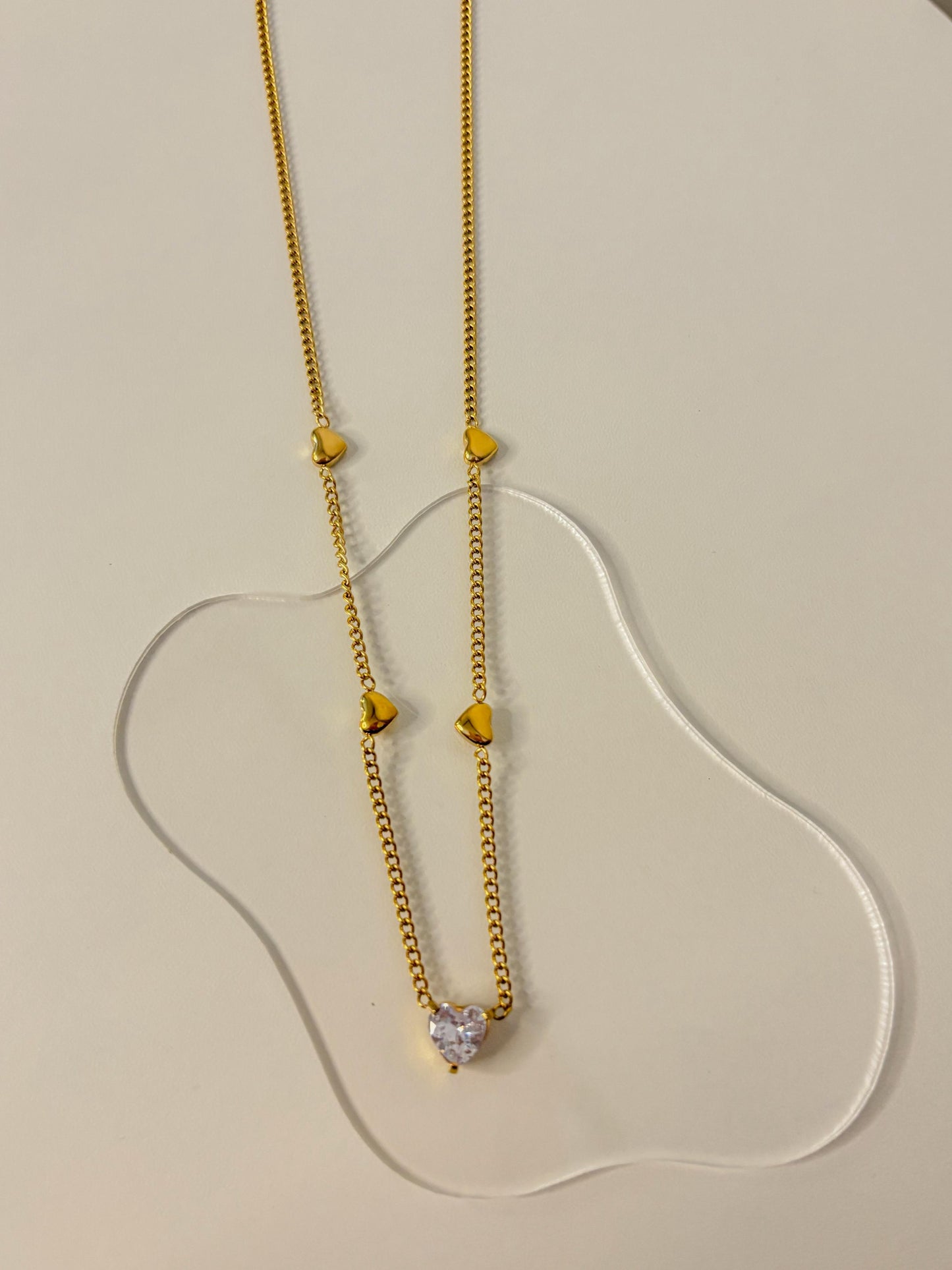 Diamond Glow Heart Chunky Necklace
