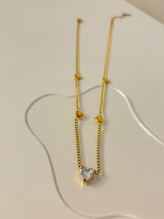Diamond Glow Heart Chunky Necklace
