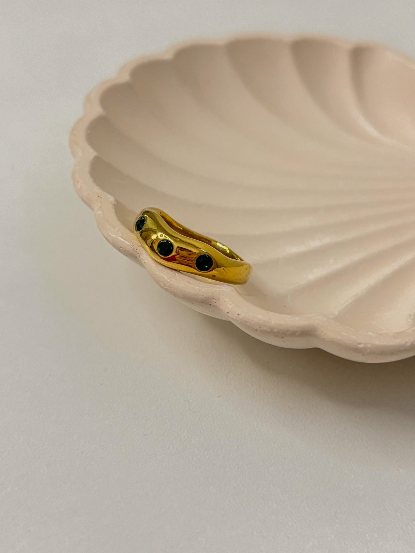 Tri Stone 18K Gold Plated Ring