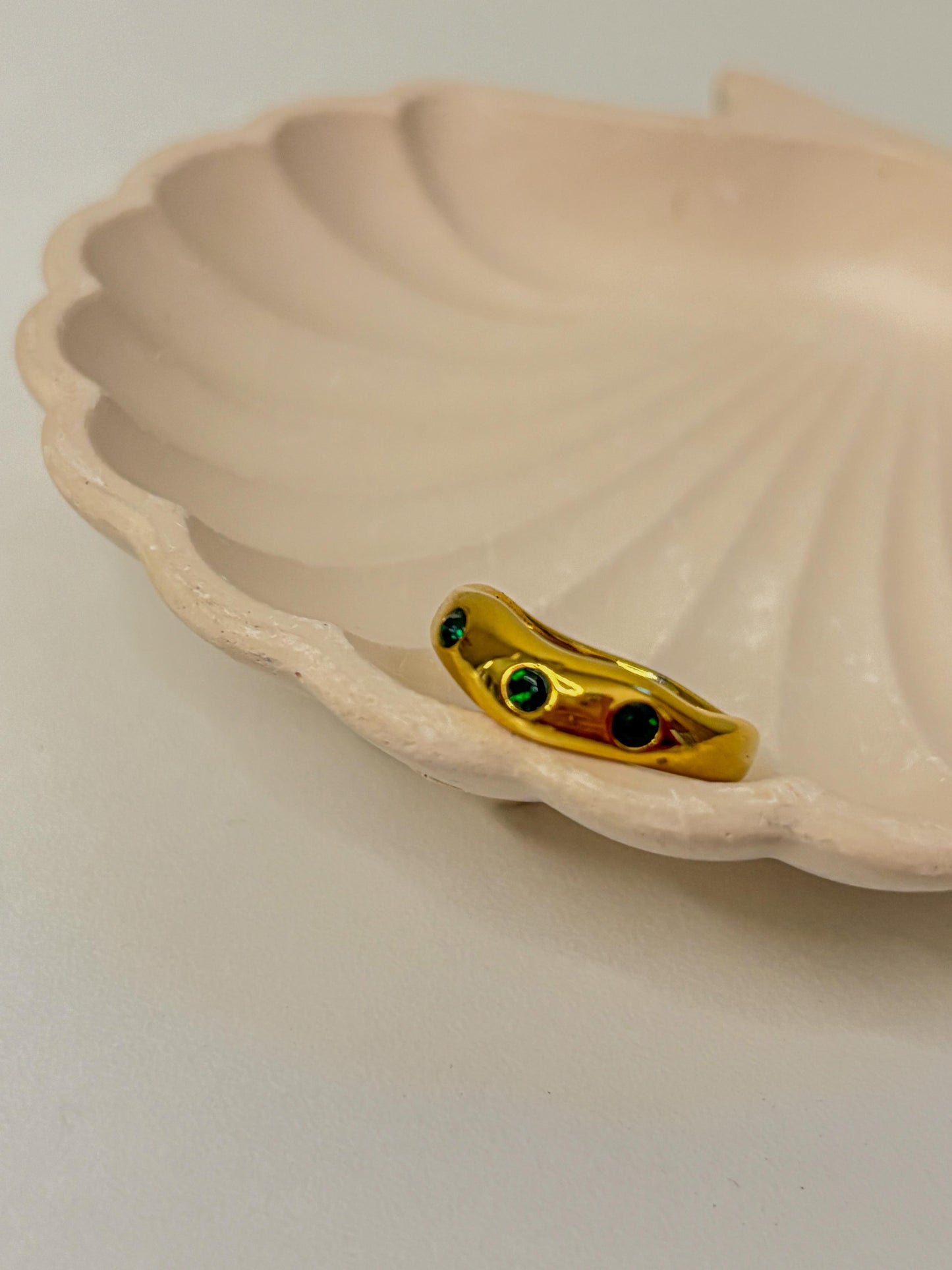 Tri Stone 18K Gold Plated Ring