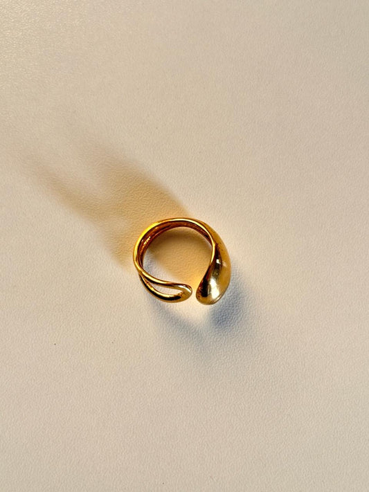 Golden Teardrop Wrap Adjustable Ring