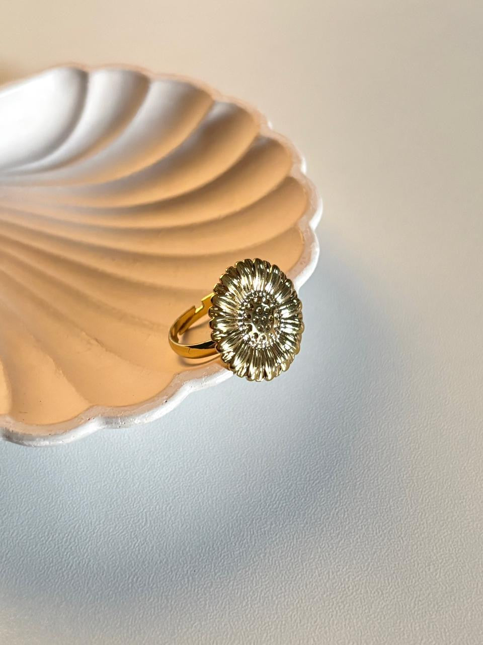 Golden Sunflower Adjustable Ring