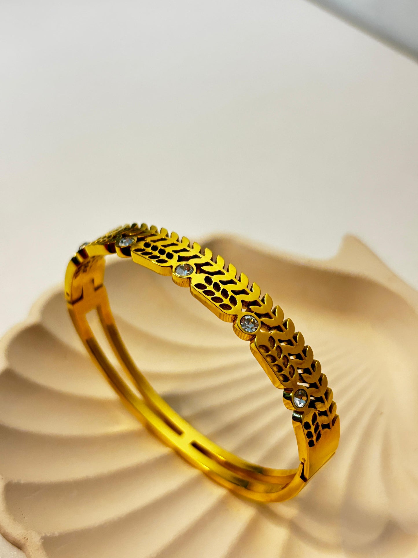 Gold plated leafy cuff
