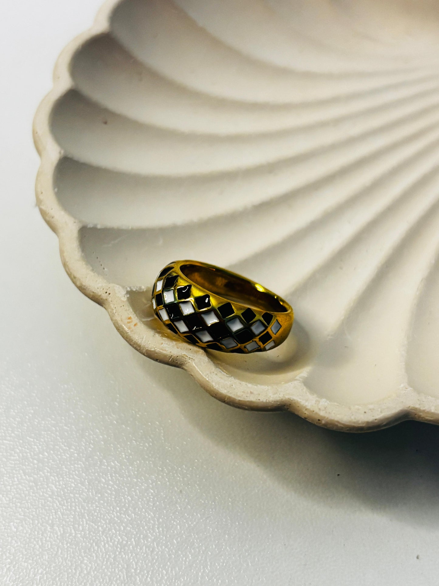 Checkerboard Dome Ring