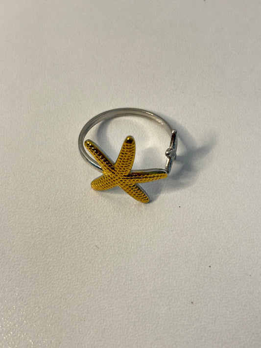 two-tone starfish adjustable ring