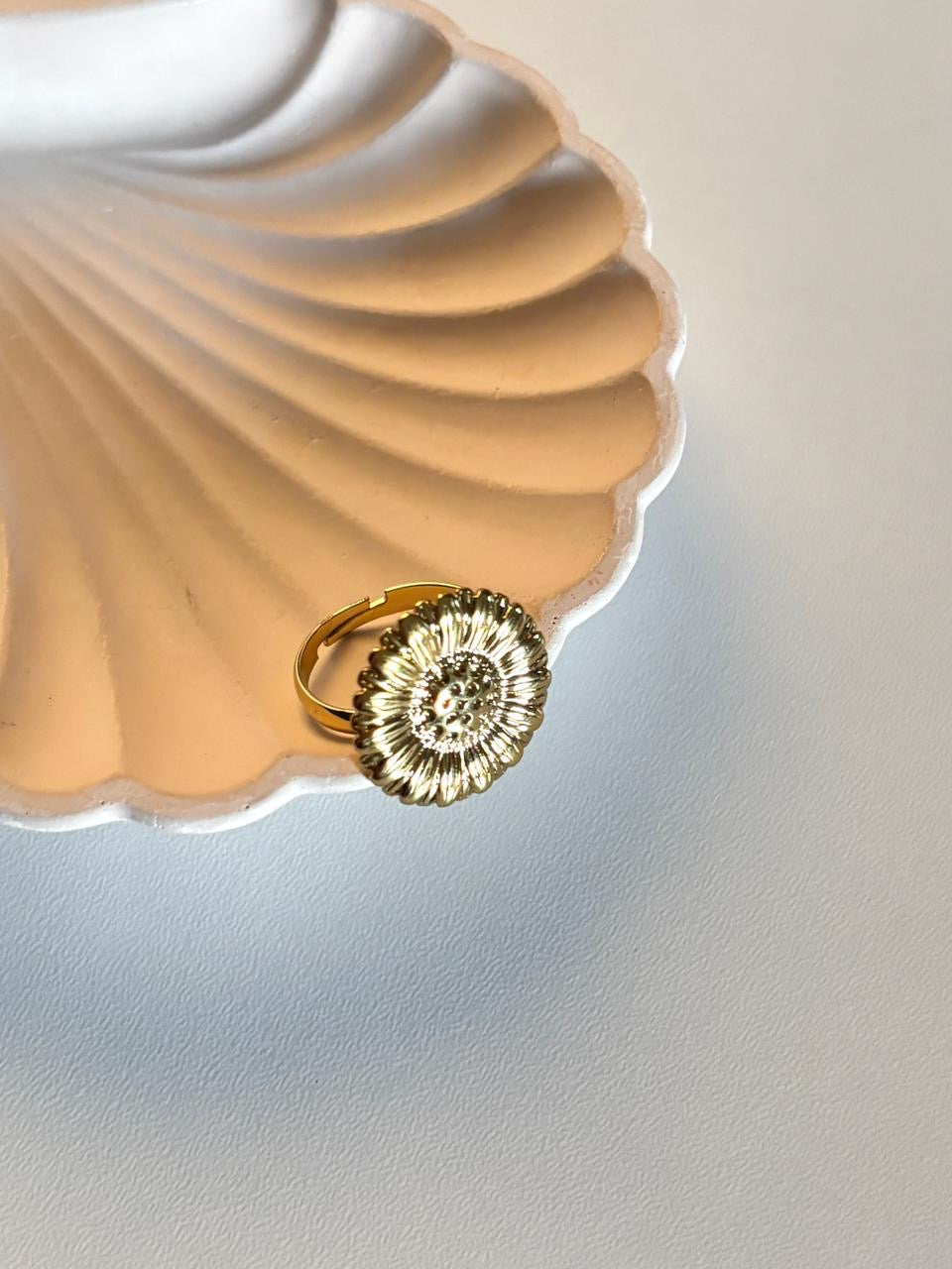 Golden Sunflower Adjustable Ring