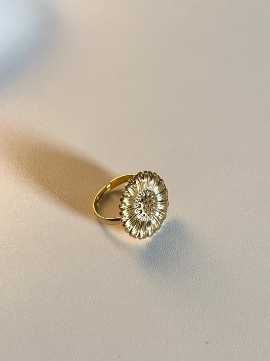 Golden Sunflower Adjustable Ring