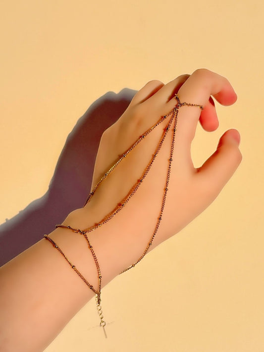 Boho Beaded Dainty Hand Chain Bracelet