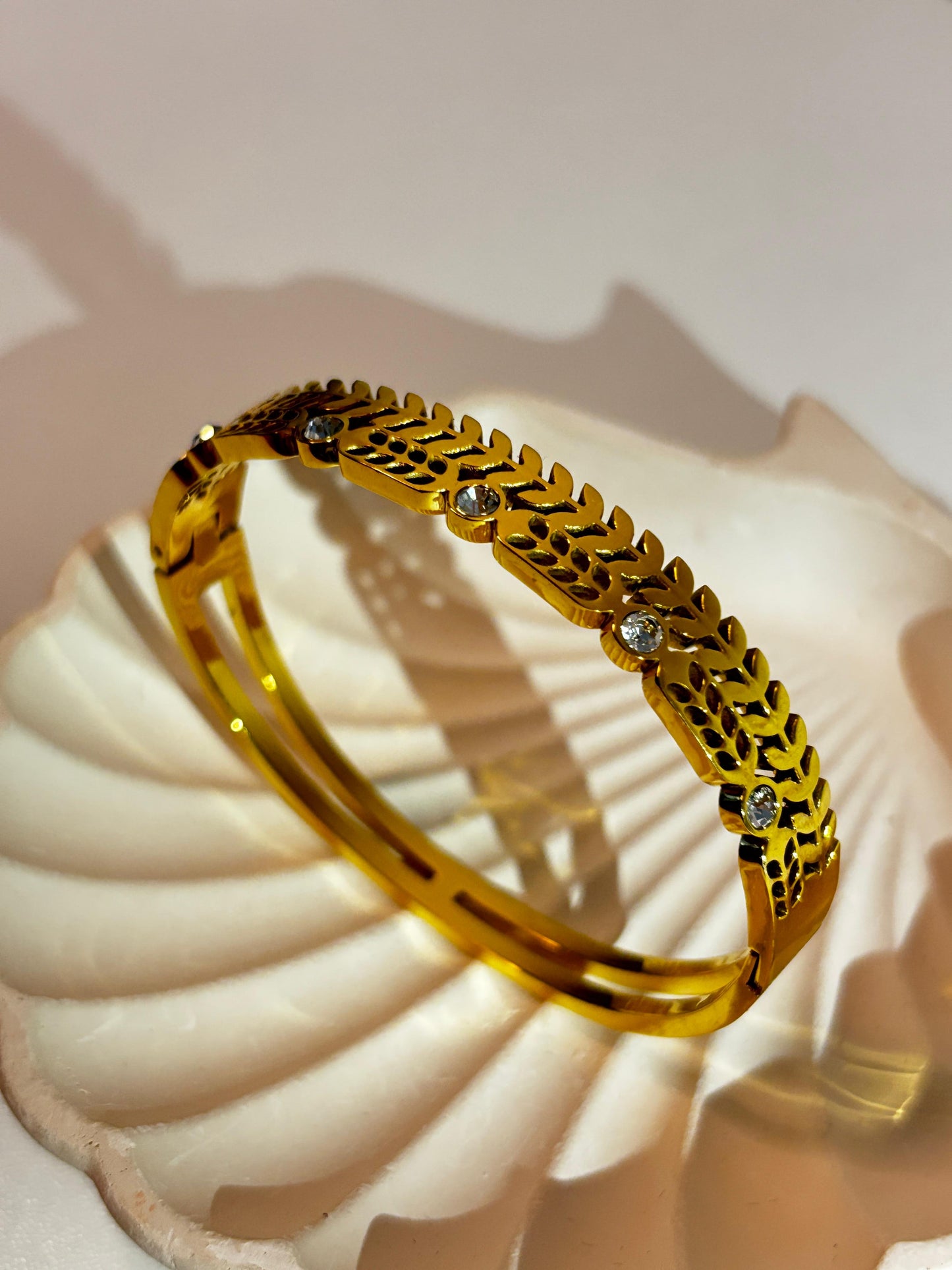 Gold plated leafy cuff