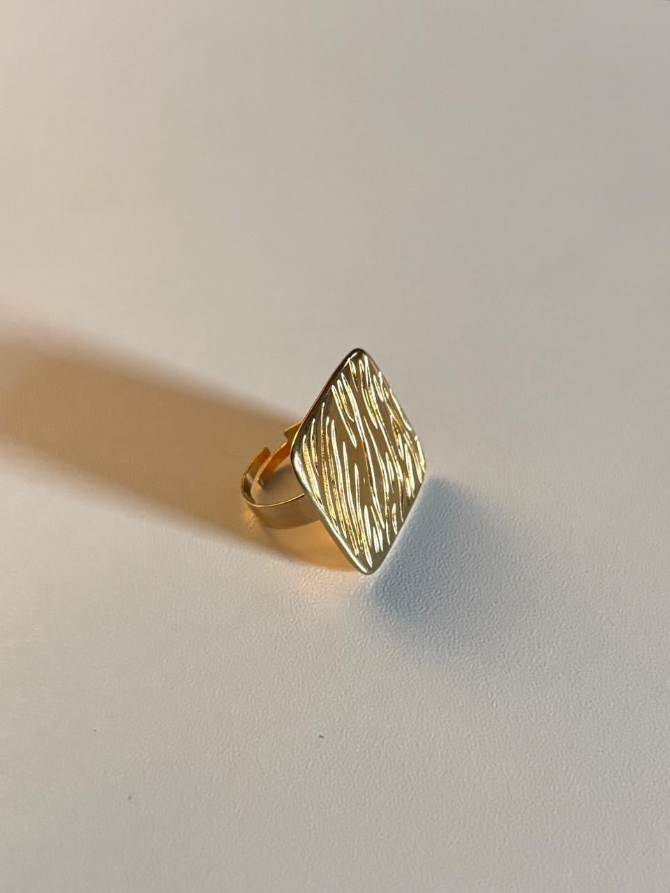 Textured Gold Diamond-Shaped Adjustable Ring