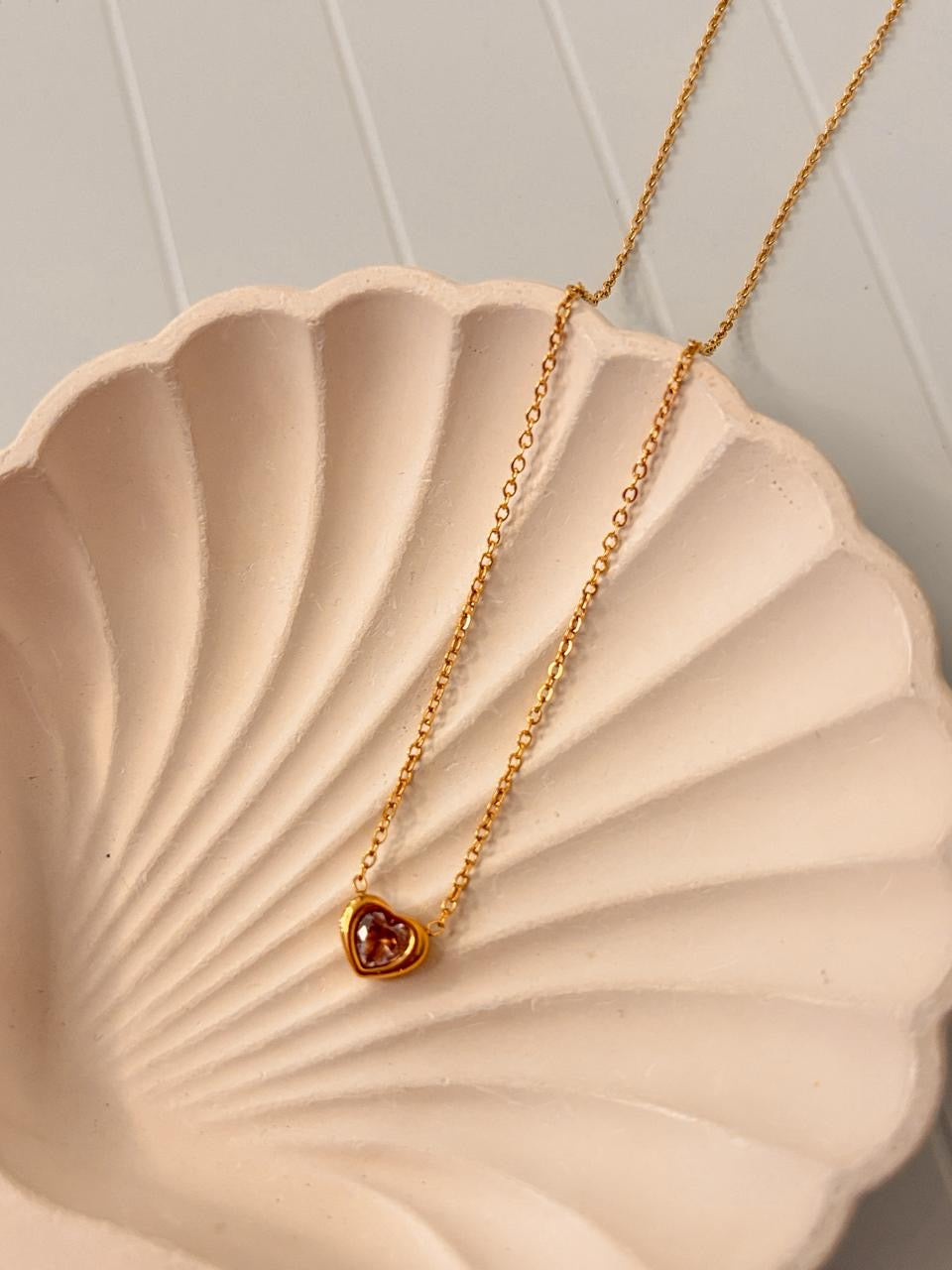 Pink Sapphire Heart Diamond-Cut Necklace