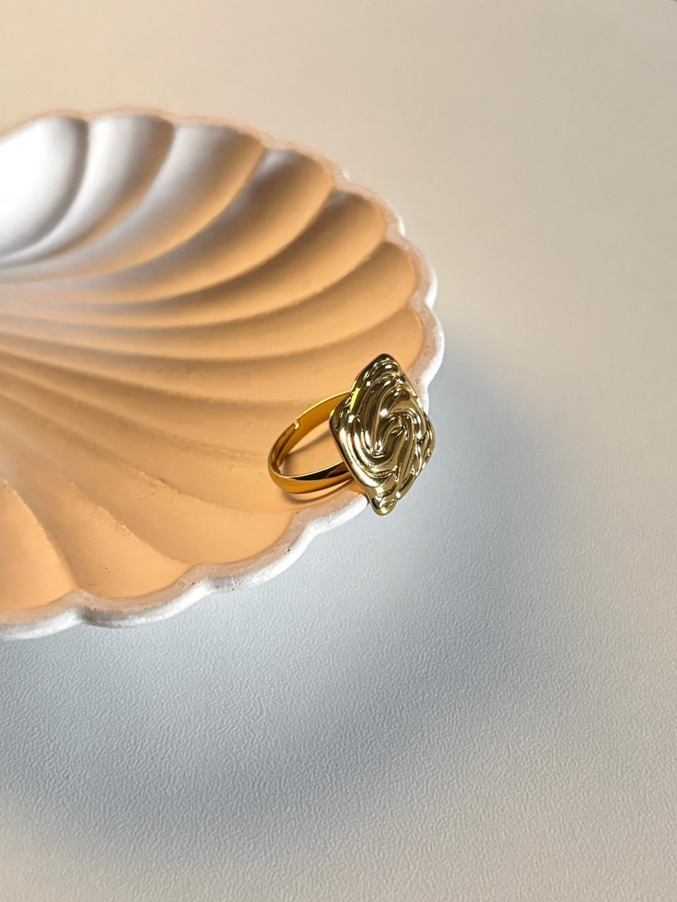 Sculpted Gold Statement AdjustableRing