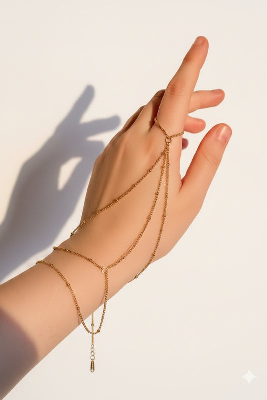 Boho Beaded Dainty Hand Chain Bracelet