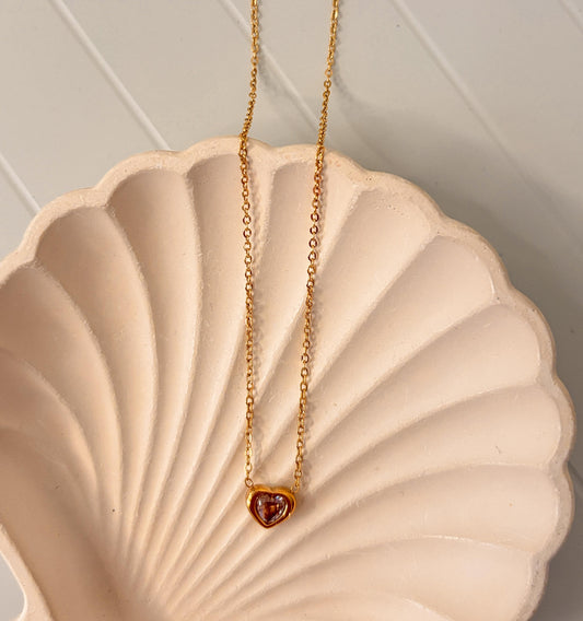 Pink Sapphire Heart Diamond-Cut Necklace