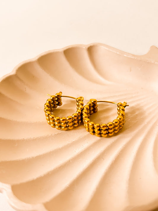 Auréa Triple Row Bead Hoop Earrings