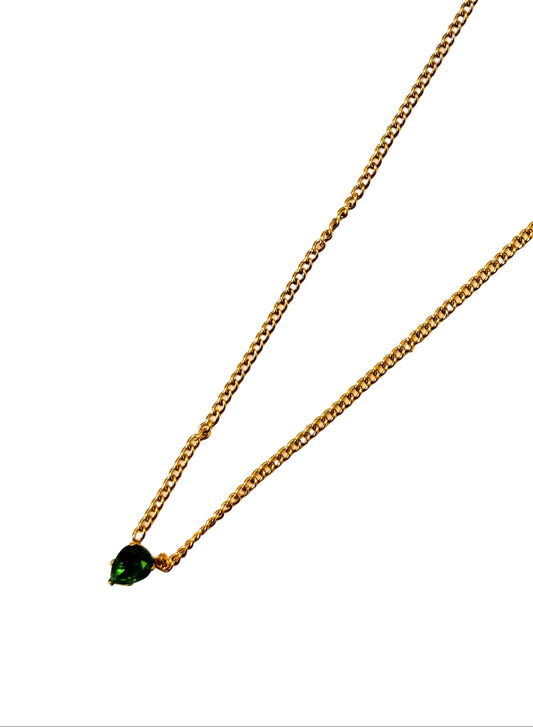 Amelia Emerald Heart 18k gold plated Necklace
