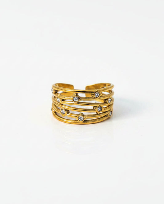 Chic gold-toned multi-band ring