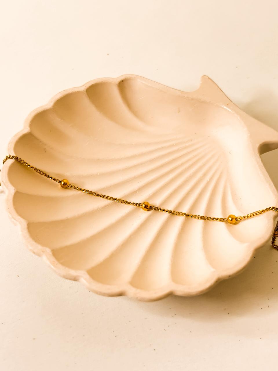 Dainty 18K gold-plated station beaded bracelet