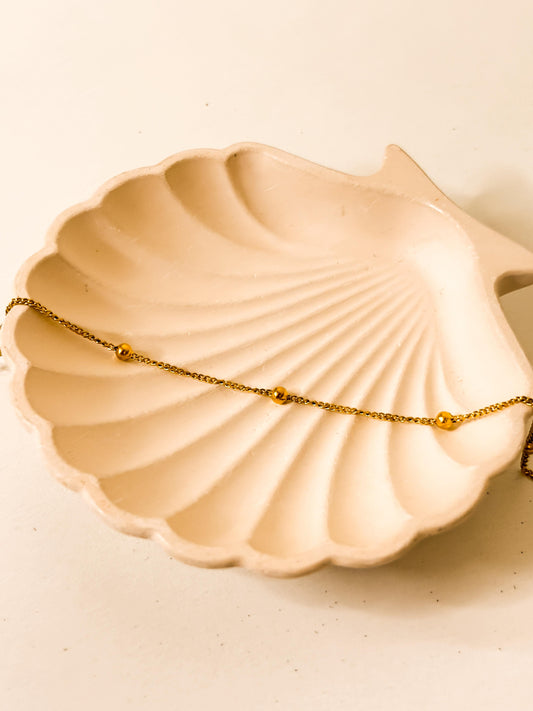 Dainty 18K gold-plated station beaded bracelet