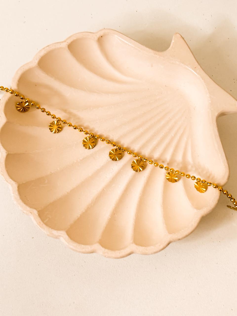 Subtle bohemian glow beaded chain anklet
