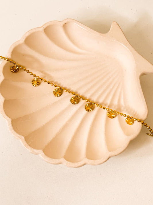Subtle bohemian glow beaded chain anklet
