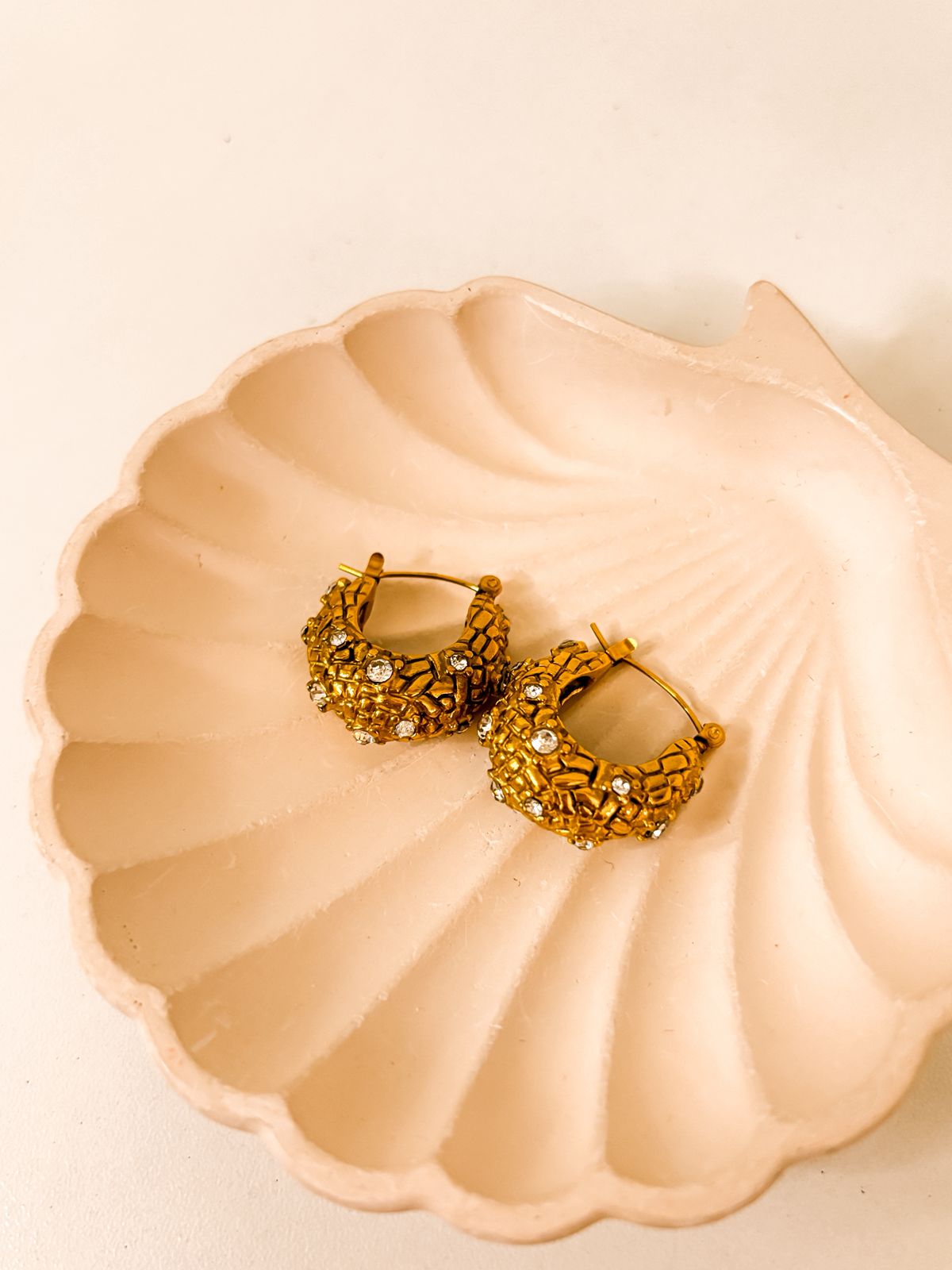 Lunéra Crystal Textured Hoop Earrings ✨