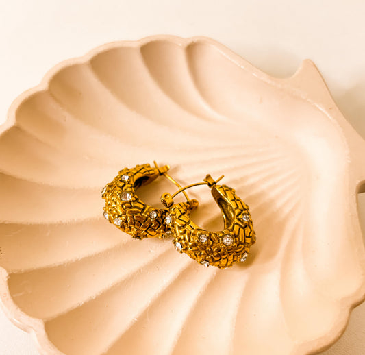 Lunéra Crystal Textured Hoop Earrings ✨