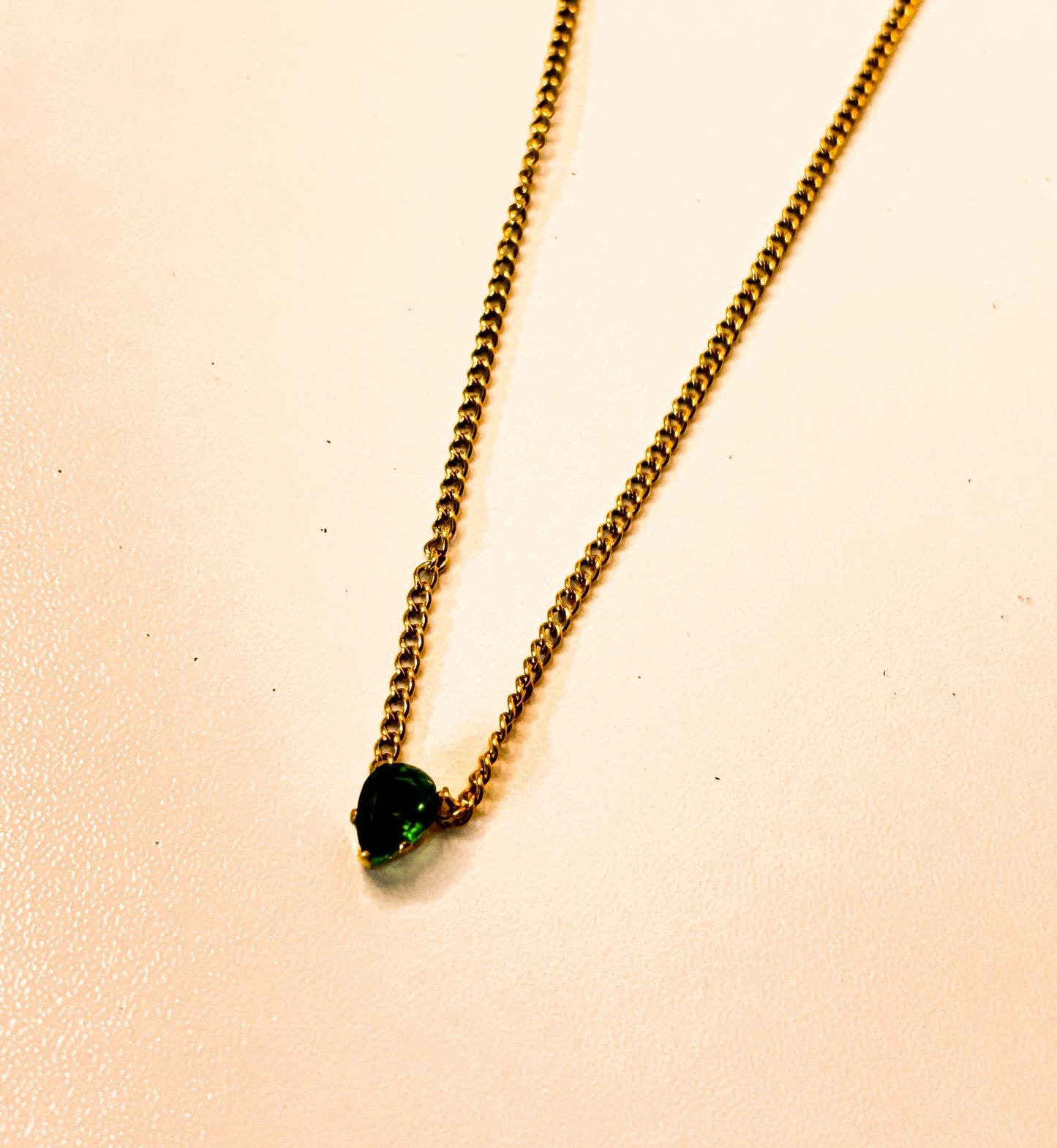 Amelia Emerald Heart 18k gold plated Necklace