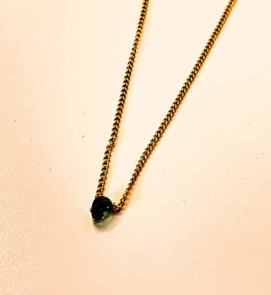 Amelia Emerald Heart 18k gold plated Necklace