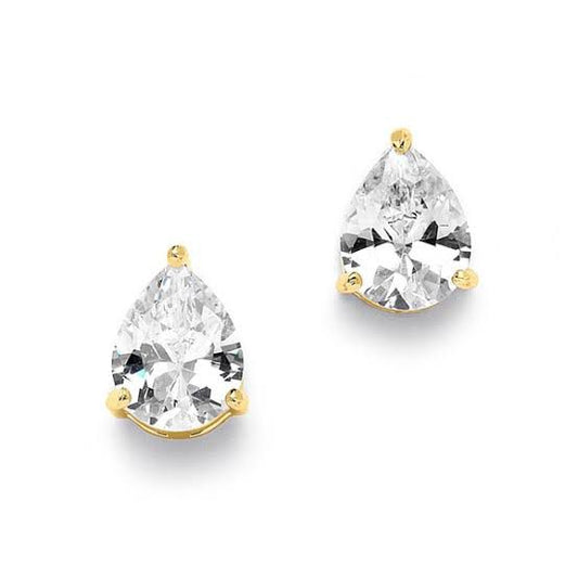 Mariell Pear Elegance CZ Stud Earrings