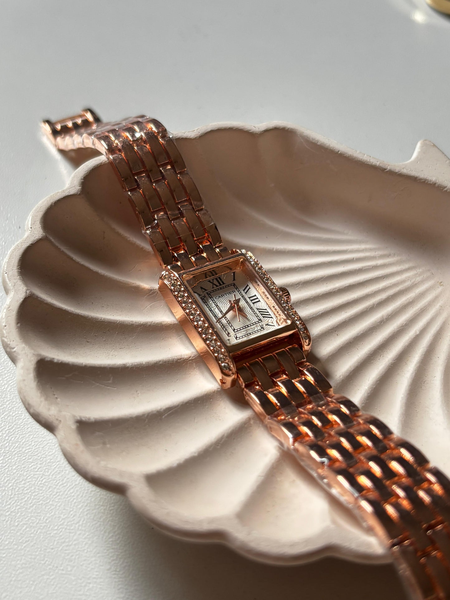 Rosé Crystal Rectangular Watch