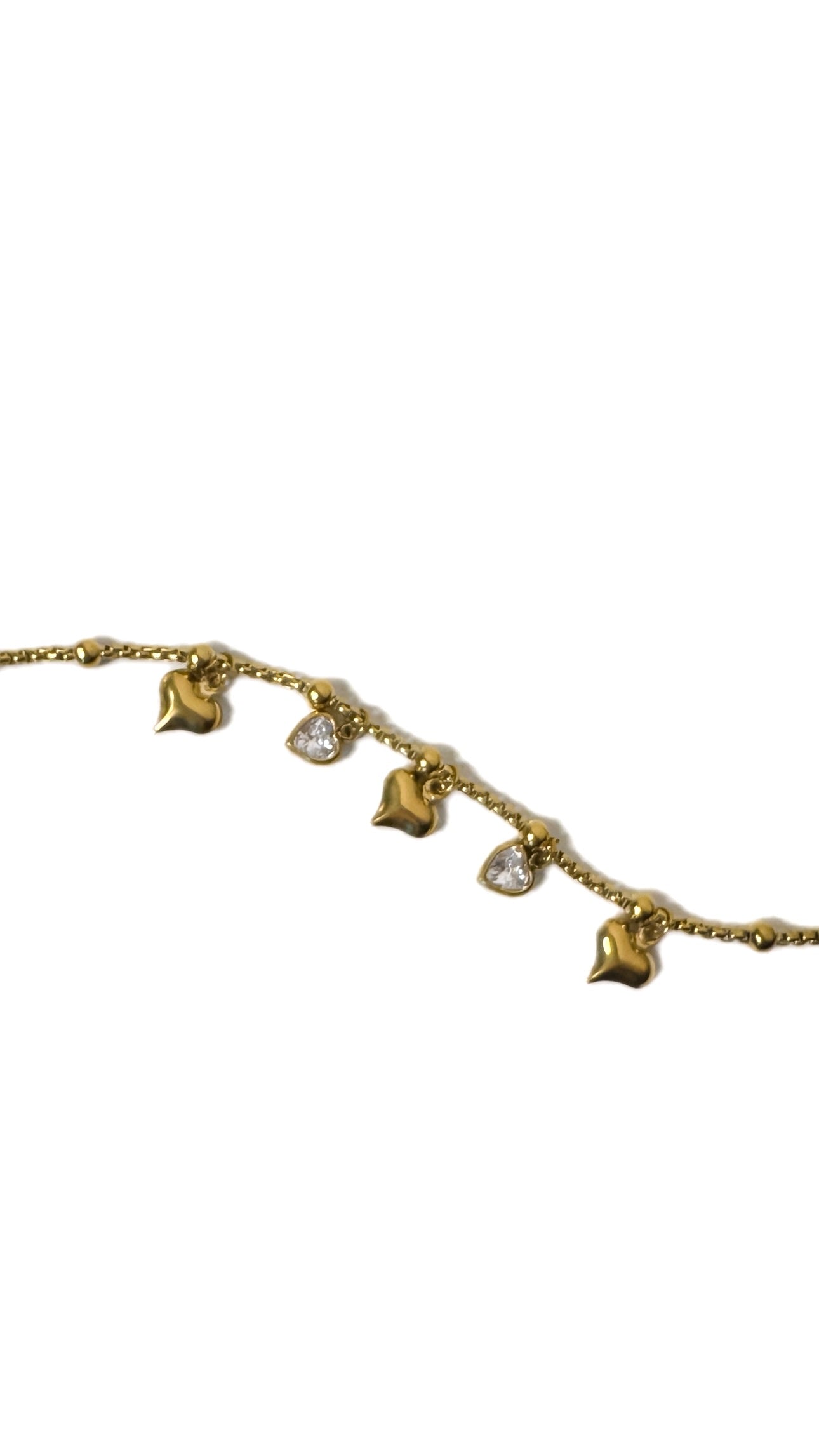 Dangling Heart & CZ Stone Charm bracelet